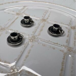 Vintage Sterling Silver Teacup & Saucer Charm Pendant 925 (Sold Individually)